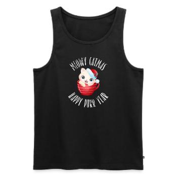 Meowy Catmas - Happy Purr Year - Men's Premium Organic Tank Top - black - Front - AI Model Male 178 light (178cm)
