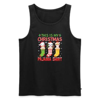Ceci est ma chemise de chat Payama de Noël - Débardeur bio Premium Homme - noir - Devant - Michal (187cm)