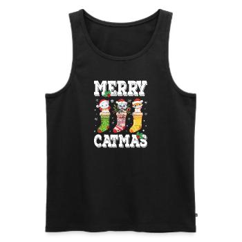 Merry Catmas - Beautiful Cats Christmas - Men's Premium Organic Tank Top - black - Front - Michal (187cm)