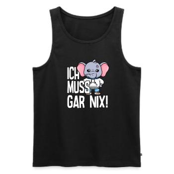 Ich muss gar nix sagt der niedliche Elefant - Männer Premium Bio Tank Top - Schwarz - Vorne - Michal (187cm)
