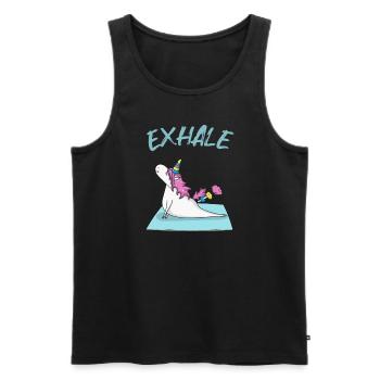 Yoga Licorne inspirer et expirer - Débardeur bio Premium Homme - noir - Devant - Michal (187cm)