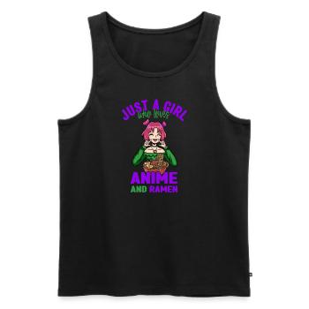 Nur ein Mädchen, das Anime-Ramen liebt - Männer Premium Bio Tank Top - Schwarz - Vorne - Michal (187cm)