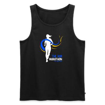 Marathon April 17, 2023 at the Hub of the Universe - Men's Premium Organic Tank Top - black - Front - AI Model Male 178 light (178cm)