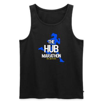 Marathon April 17, 2023 at the Hub of the Universe - Men's Premium Organic Tank Top - black - Front - AI Model Male 178 light (178cm)