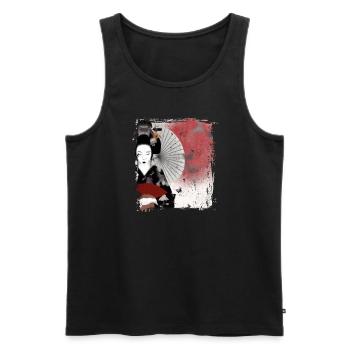 Geisha, art numérique traditionnel, Japon - Débardeur bio Premium Homme - noir - Devant - AI Model Male 178 light (178cm)