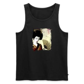 Geisha, art numérique traditionnel, Japon - Débardeur bio Premium Homme - noir - Devant - AI Model Male 178 light (178cm)