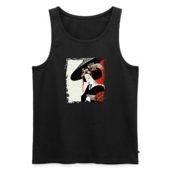 Geisha, art numérique traditionnel, Japon - Débardeur bio Premium Homme - noir - Devant - AI Model Male 178 light (178cm)