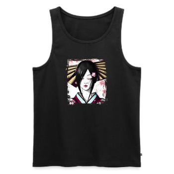 Geisha, art numérique traditionnel, Japon - Débardeur bio Premium Homme - noir - Devant - AI Model Male 178 light (178cm)