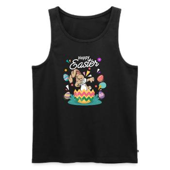 Frohe Ostern - Osterhase Dab Tanz - Männer Premium Bio Tank Top - Schwarz - Vorne - Michal (187cm)