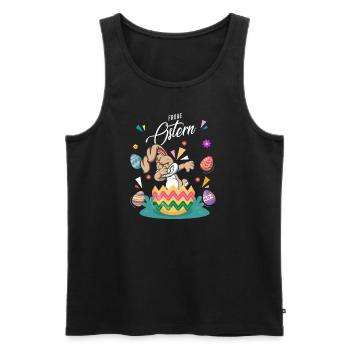 Frohe Ostern - Osterhase Dab Tanzbunte Eier - Männer Premium Bio Tank Top - Schwarz - Vorne - AI Model Male 178 light (178cm)