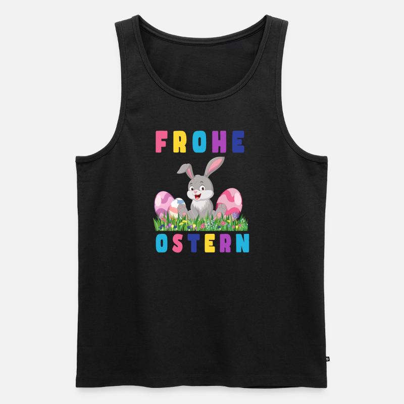 Frohe Ostern Hase bunte Eier - Männer Premium Bio Tank Top - Schwarz