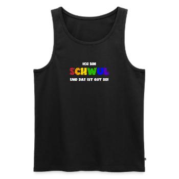 Stolz LGBTQ. Ich bin schwul! - Männer Premium Bio Tank Top - Schwarz - Vorne - Michal (187cm)