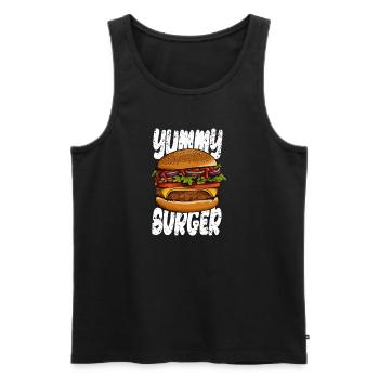 J’adore la restauration rapide, les hamburgers et les frites - Débardeur bio Premium Homme - noir - Devant - AI Model Male 178 light (178cm)