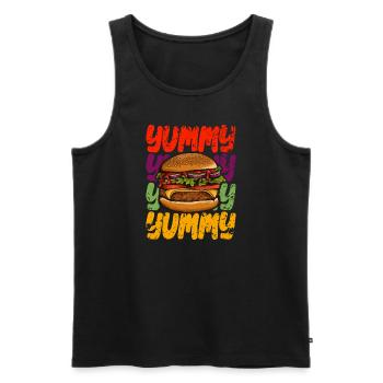 J’adore la restauration rapide, les hamburgers et les frites - Débardeur bio Premium Homme - noir - Devant - AI Model Male 178 light (178cm)