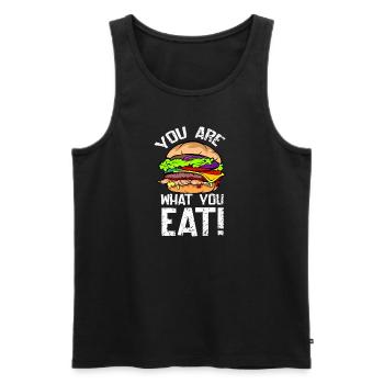 J’adore la restauration rapide, les hamburgers et les frites - Débardeur bio Premium Homme - noir - Devant - AI Model Male 178 light (178cm)