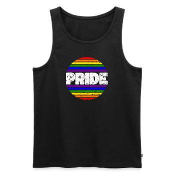 Pride LGBT Liebe gewinnt, wir sind queer und stolz - Männer Premium Bio Tank Top - Schwarz - Vorne - Michal (187cm)