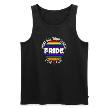 Pride LGBT Love Wins, We're Queer and Proud - Men's Premium Organic Tank Top - black - Front - Michal (187cm)