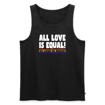 Pride LGBT Liebe gewinnt, wir sind queer und stolz - Männer Premium Bio Tank Top - Schwarz - Vorne - Michal (187cm)