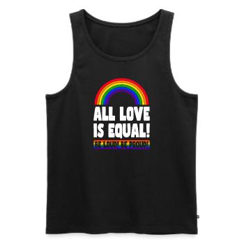 Pride LGBT Liebe gewinnt, wir sind queer und stolz - Männer Premium Bio Tank Top - Schwarz - Vorne - Michal (187cm)