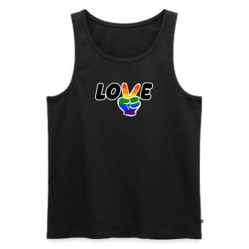 Pride LGBT Liebe gewinnt, wir sind queer und stolz - Männer Premium Bio Tank Top - Schwarz - Vorne - Michal (187cm)