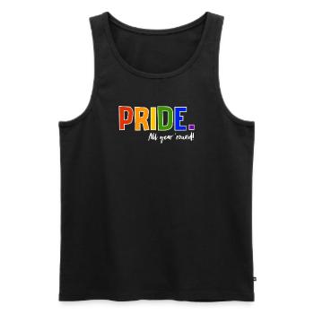 Pride LGBT Liebe gewinnt, wir sind queer und stolz - Männer Premium Bio Tank Top - Schwarz - Vorne - Michal (187cm)