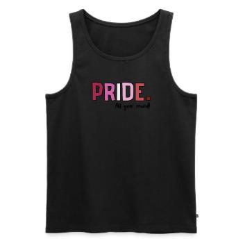Pride LGBT Liebe gewinnt, wir sind queer und stolz - Männer Premium Bio Tank Top - Schwarz - Vorne - Michal (187cm)