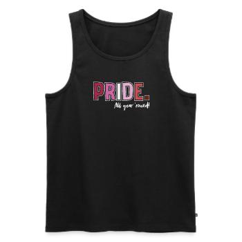 Pride LGBT Liebe gewinnt, wir sind queer und stolz - Männer Premium Bio Tank Top - Schwarz - Vorne - Michal (187cm)