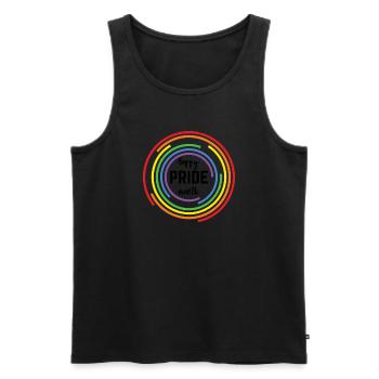 Pride LGBT Liebe gewinnt, wir sind queer und stolz - Männer Premium Bio Tank Top - Schwarz - Vorne - Michal (187cm)