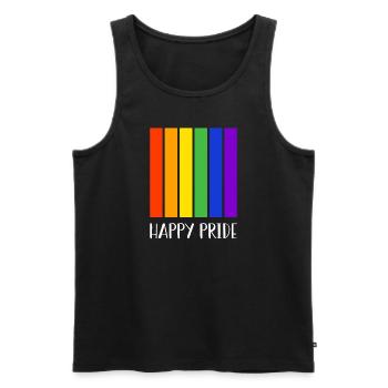 Pride LGBT Liebe gewinnt, wir sind queer und stolz - Männer Premium Bio Tank Top - Schwarz - Vorne - Michal (187cm)