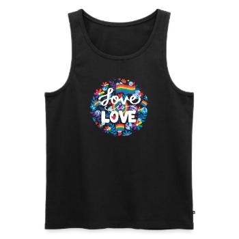 Pride LGBT Liebe gewinnt, wir sind queer und stolz - Männer Premium Bio Tank Top - Schwarz - Vorne - Michal (187cm)