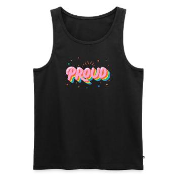 Pride LGBT Liebe gewinnt, wir sind queer und stolz - Männer Premium Bio Tank Top - Schwarz - Vorne - Michal (187cm)