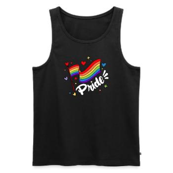 Pride LGBT Liebe gewinnt, wir sind queer und stolz - Männer Premium Bio Tank Top - Schwarz - Vorne - Michal (187cm)