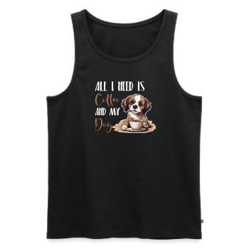 Journée mondiale du café avec un chien - Débardeur bio Premium Homme - noir - Devant - Michal (187cm)
