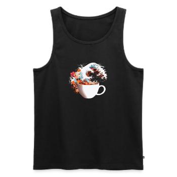 Journée mondiale du café dans la vague de Kanagawa - Débardeur bio Premium Homme - noir - Devant - Michal (187cm)