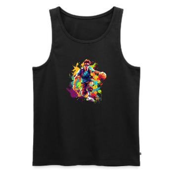BASKETBALL forever! - Men's Premium Organic Tank Top - black - Front - Michal (187cm)