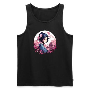 Geisha of Japan - Men's Premium Organic Tank Top - black - Front - AI Model Male 178 light (178cm)