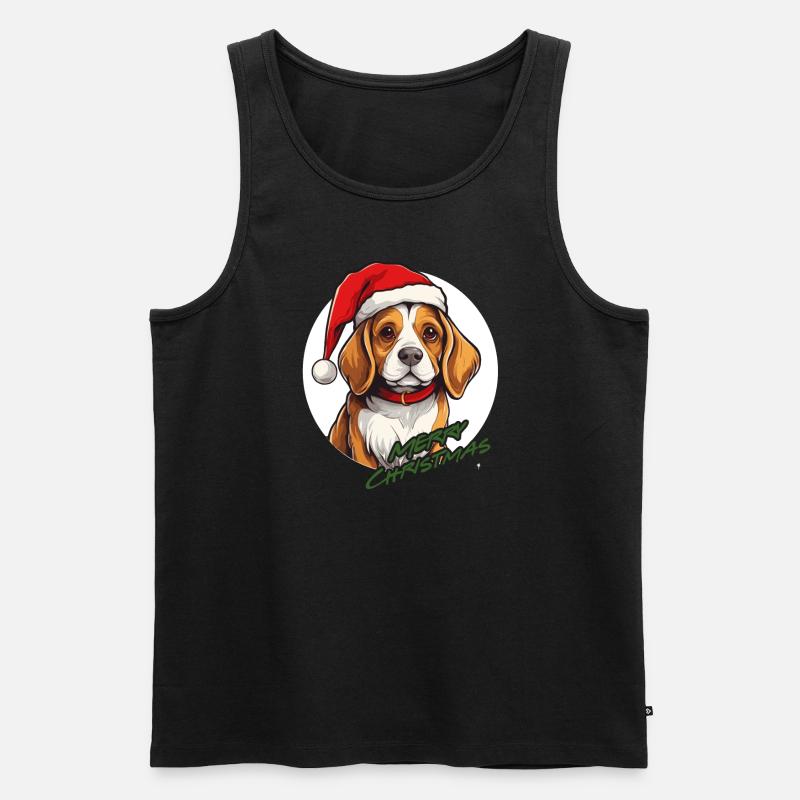 Merry Christmas Beagle - Männer Premium Bio Tank Top - Schwarz