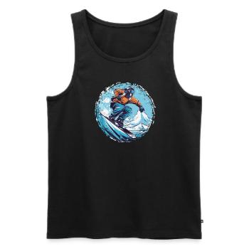 Snowboarding or skiing and then après ski - Men's Premium Organic Tank Top - black - Front - AI Model Male 178 light (178cm)