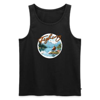 Angeln Freizeit Besinnliche Stille Naturerlebnis - Männer Premium Bio Tank Top - Schwarz - Vorne - Michal (187cm)