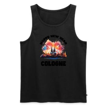 Bonne année avec feux d’artifice à Cologne - Débardeur bio Premium Homme - noir - Devant - Michal (187cm)