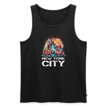 Bonne année avec feux d’artifice à New York - Débardeur bio Premium Homme - noir - Devant - Michal (187cm)