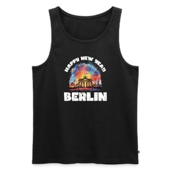 Bonne année avec feux d’artifice à Berlin - Débardeur bio Premium Homme - noir - Devant - Michal (187cm)