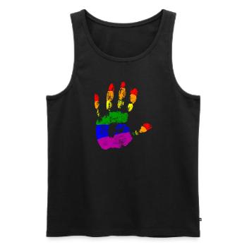 Rainbow Connection Embrace, Happy Pride - Männer Premium Bio Tank Top - Schwarz - Vorne - AI Model Male 178 light (178cm)