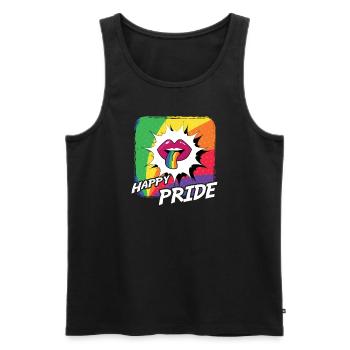Rainbow Connection Étreinte, Joyeuse Fierté - Débardeur bio Premium Homme - noir - Devant - AI Model Male 178 light (178cm)