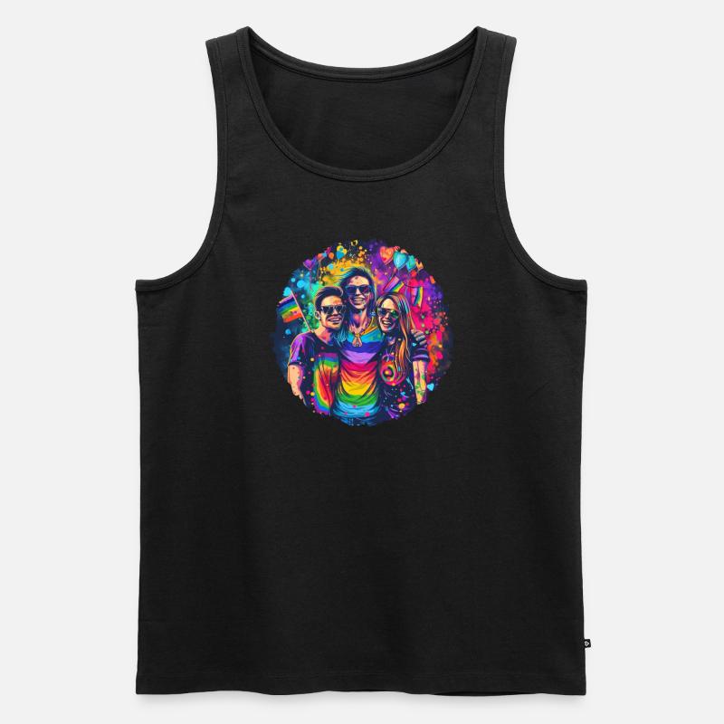 Rainbow Connection Embrace, Happy Pride - Männer Premium Bio Tank Top - Schwarz