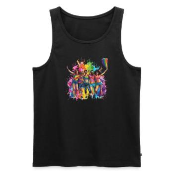 Rainbow Connection Embrace, Happy Pride - Männer Premium Bio Tank Top - Schwarz - Vorne - AI Model Male 178 light (178cm)