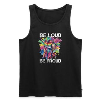 Rainbow Connection Embrace, Happy Pride - Männer Premium Bio Tank Top - Schwarz - Vorne - AI Model Male 178 light (178cm)