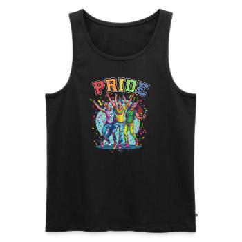 Rainbow Connection Embrace, Happy Pride - Männer Premium Bio Tank Top - Schwarz - Vorne - AI Model Male 178 light (178cm)