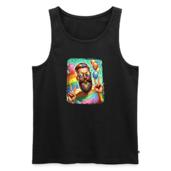 Pride Gay CSD Love LGBTQ Colors of the Rainbow - Men's Premium Organic Tank Top - black - Front - Michal (187cm)