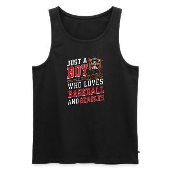 Juste un garçon qui aime le baseball et les beagles - Débardeur bio Premium Homme - noir - Devant - Michal (187cm)